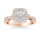 Artcarved Bridal Semi-Mounted with Side Stones Contemporary Lyric Halo Engagement Ring Shelby 14K Rose Gold - 31-V1013ERR-E.01 photo 2