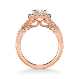Artcarved Bridal Semi-Mounted with Side Stones Contemporary Lyric Halo Engagement Ring Shelby 14K Rose Gold - 31-V1013ERR-E.01 photo 3
