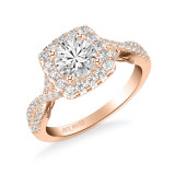 Artcarved Bridal Semi-Mounted with Side Stones Contemporary Lyric Halo Engagement Ring Shelby 14K Rose Gold - 31-V1013ERR-E.01 photo