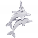 Sterling Silver Two Dolphins Charm photo