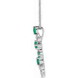 14K White Emerald & 1/10 CTW Diamond Scattered Bar 18 Necklace - 6610460001P photo 2
