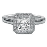 Artcarved Bridal Mounted with CZ Center Vintage Halo Engagement Ring Gracyn 14K White Gold - 31-V364FCW-E.00 photo 2