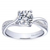 Gabriel & Co 14k White Gold Round Bypass Engagement Ring photo