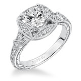 Artcarved Bridal Mounted with CZ Center Vintage Engraved Halo Engagement Ring Lorraine 14K White Gold - 31-V629ERW-E.00 photo