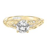 Artcarved Bridal Mounted with CZ Center Contemporary Floral Diamond Engagement Ring Camellia 18K Yellow Gold - 31-V844ERY-E.02 photo 2