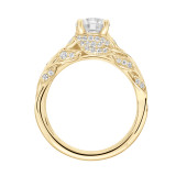 Artcarved Bridal Mounted with CZ Center Contemporary Floral Diamond Engagement Ring Camellia 18K Yellow Gold - 31-V844ERY-E.02 photo 3