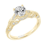 Artcarved Bridal Mounted with CZ Center Contemporary Floral Diamond Engagement Ring Camellia 18K Yellow Gold - 31-V844ERY-E.02 photo