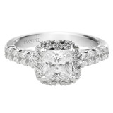Artcarved Bridal Semi-Mounted with Side Stones Classic Halo Engagement Ring Jaime 14K White Gold - 31-V440ECW-E.01 photo 2