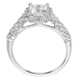 Artcarved Bridal Semi-Mounted with Side Stones Classic Halo Engagement Ring Jaime 14K White Gold - 31-V440ECW-E.01 photo 3