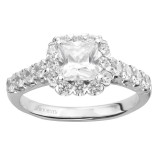 Artcarved Bridal Semi-Mounted with Side Stones Classic Halo Engagement Ring Jaime 14K White Gold - 31-V440ECW-E.01 photo 4