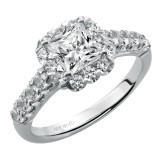 Artcarved Bridal Semi-Mounted with Side Stones Classic Halo Engagement Ring Jaime 14K White Gold - 31-V440ECW-E.01 photo