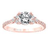 Artcarved Bridal Mounted with CZ Center Classic 3-Stone Engagement Ring Clio 14K Rose Gold - 31-V743ERRR-E.00 photo 4