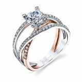 0.40tw Semi-Mount Engagement Ring With 1ct Round Head Two Tone photo