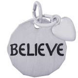 Sterling Silver Believe Tag W/Heart Charm photo