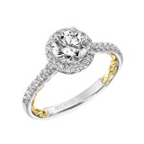 Artcarved Bridal Semi-Mounted with Side Stones Classic Lyric Halo Engagement Ring Theda 18K White Gold Primary & 18K Yellow Gold - 31-V924ERWY-E.03 photo 2