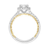 Artcarved Bridal Semi-Mounted with Side Stones Classic Lyric Halo Engagement Ring Theda 18K White Gold Primary & 18K Yellow Gold - 31-V924ERWY-E.03 photo 4