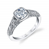 0.54tw Semi-Mount Engagement Ring With 1.25ct Cushion Head photo