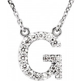 14K White Initial G 1/8 CTW Diamond 16 Necklace - 67311106P photo