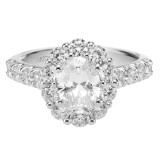 Artcarved Bridal Mounted with CZ Center Classic Halo Engagement Ring Wynona 14K White Gold - 31-V332EVW-E.00 photo 2