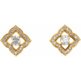 14K Yellow 3/4 CTW Diamond Halo-Style Clover Earrings - 86494601P photo 2