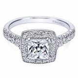 Gabriel & Co. 14k White Gold Princess Cut Halo Engagement Ring photo