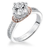 Artcarved Bridal Mounted with CZ Center Contemporary Engagement Ring Alexandria 14K White Gold Primary & 14K Rose Gold - 31-V311GRR-E.00 photo