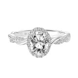 Artcarved Bridal Semi-Mounted with Side Stones Contemporary Twist Halo Engagement Ring Rina 14K White Gold - 31-V898EVW-E.01 photo 2