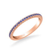 Artcarved Bridal Mounted with Side Stones Classic Anniversary Band 18K Rose Gold & Blue Sapphire - 33-V9471SR-L.01 photo