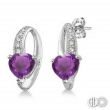 Ashi Diamonds Silver Heart Gemstone Earrings photo