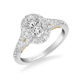 Artcarved Bridal Mounted with CZ Center Classic Lyric Halo Engagement Ring Augusta 14K White Gold Primary & 14K Yellow Gold - 31-V1003EVWY-E.00 photo