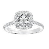 Artcarved Bridal Semi-Mounted with Side Stones Classic Halo Engagement Ring Liv 14K White Gold - 31-V644ERW-E.01 photo 4