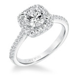 Artcarved Bridal Semi-Mounted with Side Stones Classic Halo Engagement Ring Liv 14K White Gold - 31-V644ERW-E.01 photo