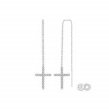 Ashi Diamonds 10k White Gold Diamond Cross Threader Earrings photo