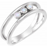 14K White Opal Three-Stone Bezel-Set Ring - 71967600P photo