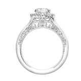 Artcarved Bridal Semi-Mounted with Side Stones Vintage Filigree Halo Engagement Ring Ada 14K White Gold - 31-V790ERW-E.01 photo 3