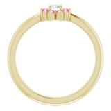 14K Yellow Pink Tourmaline & .06 CT Diamond Flower Ring - 19404601P photo 2