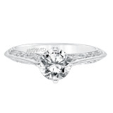 Artcarved Bridal Mounted with CZ Center Vintage Filigree Solitaire Engagement Ring Laurette 14K White Gold - 31-V726ERW-E.00 photo 2