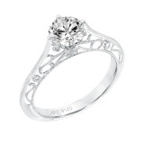 Artcarved Bridal Mounted with CZ Center Vintage Filigree Solitaire Engagement Ring Laurette 14K White Gold - 31-V726ERW-E.00 photo