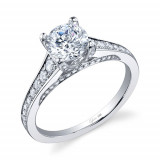 0.49tw Semi-Mount Engagement Ring With 1ct Round Head photo