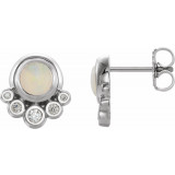 14K White Opal & 1/8 CTW Diamond Earrings - 86780610P photo