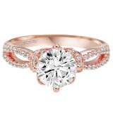 Artcarved Bridal Mounted with CZ Center Contemporary Floral Diamond Engagement Ring Phoebe 14K Rose Gold - 31-V337GRR-E.00 photo 2