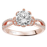 Artcarved Bridal Mounted with CZ Center Contemporary Floral Diamond Engagement Ring Phoebe 14K Rose Gold - 31-V337GRR-E.00 photo 4