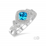 Ashi Sterling Silver White Single Cut Diamond and Blue Topaz Engagement Ring photo