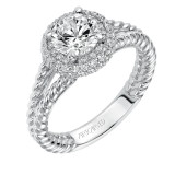 Artcarved Bridal Mounted with CZ Center Contemporary Americana Halo Engagement Ring Margo 14K White Gold - 31-V570ERW-E.00 photo