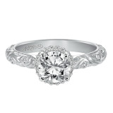 Artcarved Bridal Mounted with CZ Center Vintage Engraved Halo Engagement Ring Catrina 14K White Gold - 31-V487ERW-E.00 photo 2