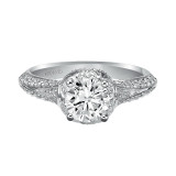 Artcarved Bridal Semi-Mounted with Side Stones Contemporary Halo Engagement Ring Cynthia 14K White Gold - 31-V389ERW-E.01 photo 2