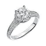 Artcarved Bridal Semi-Mounted with Side Stones Contemporary Halo Engagement Ring Cynthia 14K White Gold - 31-V389ERW-E.01 photo