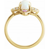 14K Yellow Ethiopian Opal, Pink Sapphire & .05 CTW Diamond Vintage-Inspired Ring - 72095601P photo 2