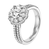 Artcarved Bridal Semi-Mounted with Side Stones Contemporary Halo Engagement Ring Jacqueline 14K White Gold - 31-V453ERW-E.01 photo 4