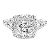 Artcarved Bridal Mounted with CZ Center Contemporary Rope Halo Engagement Ring Alexa 14K White Gold - 31-V754DRW-E.00 photo 2